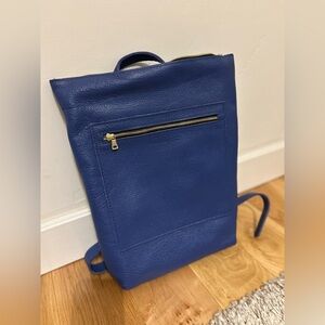 Blue Leather Backpack